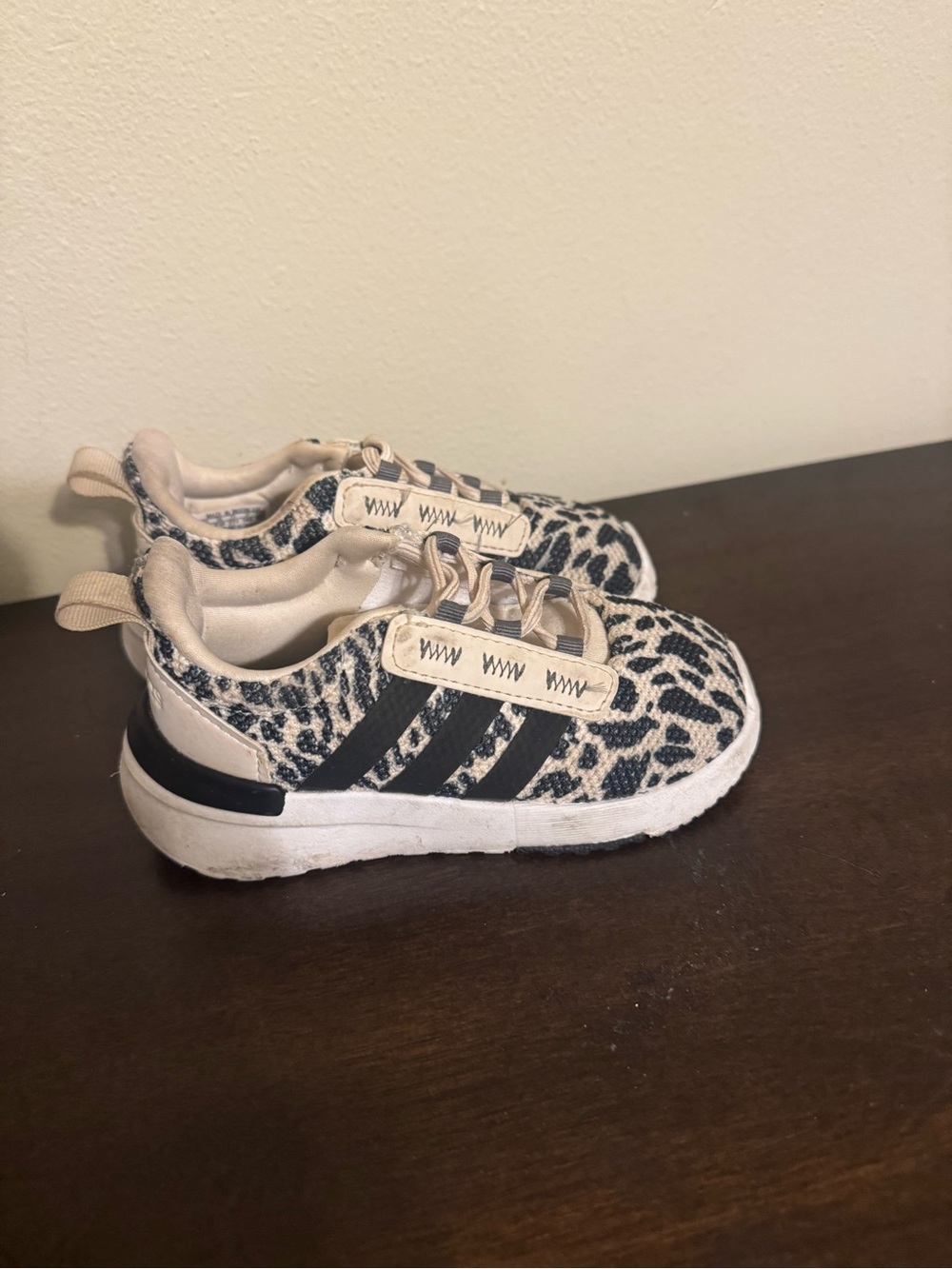 adidas Kids Leopard-Print Sneakers in Beige and Black